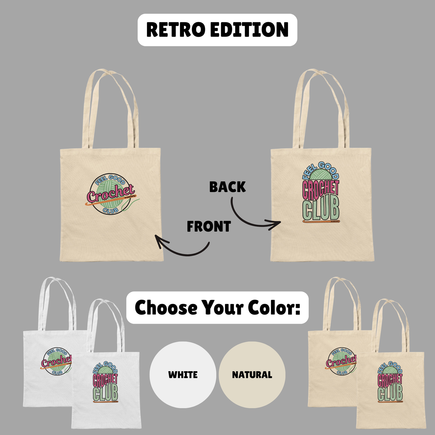 Feel Good Crochet Club Cotton Tote Bag – Cute & Retro Editions