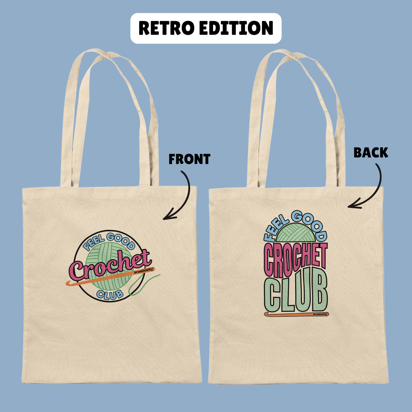 Feel Good Crochet Club Cotton Tote Bag – Cute & Retro Editions