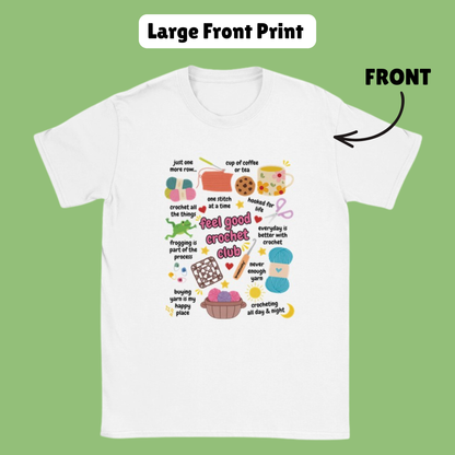 CUTE Feel Good Crochet Club Doodle T-Shirt - 2 Design Options