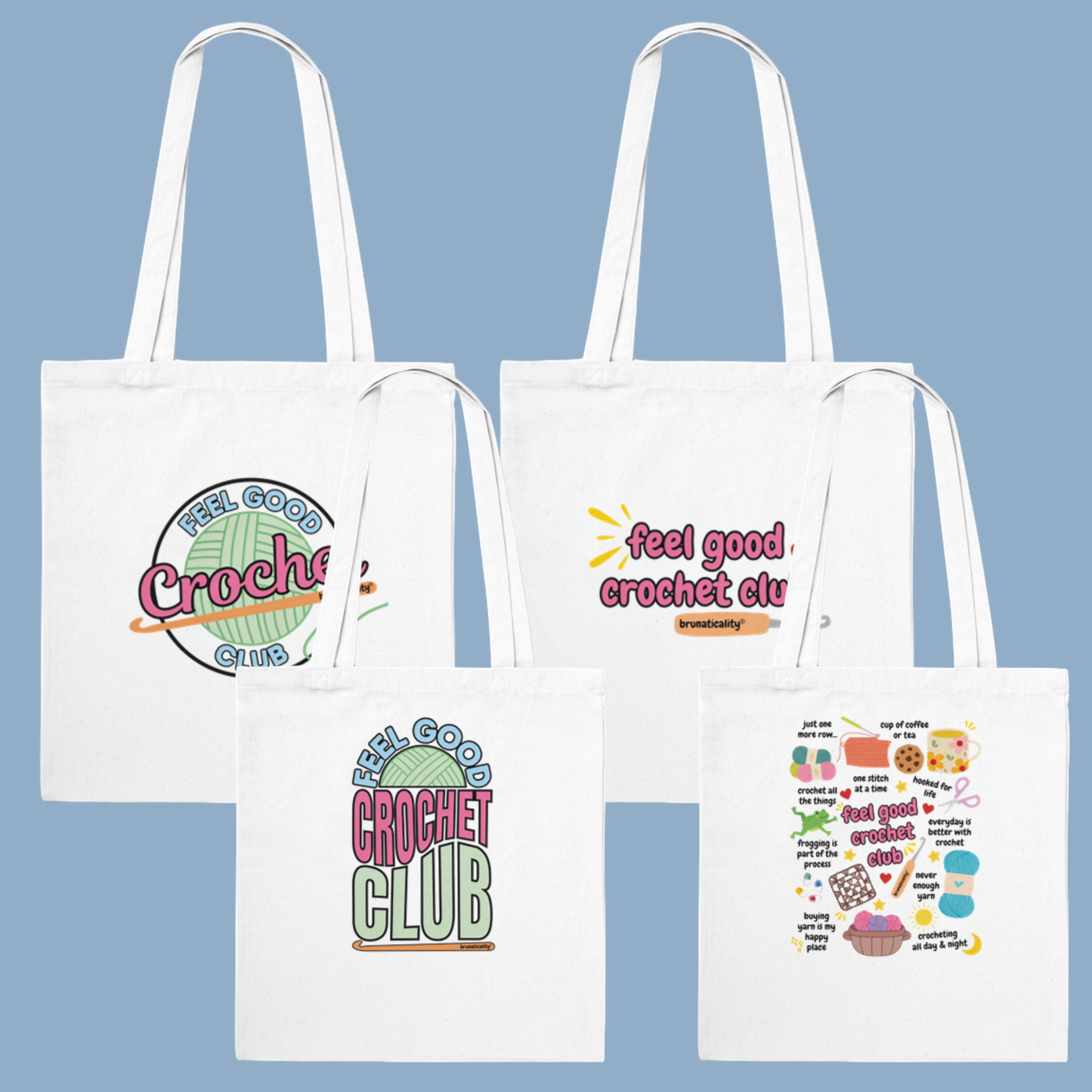 Feel Good Crochet Club Cotton Tote Bag – Cute & Retro Editions