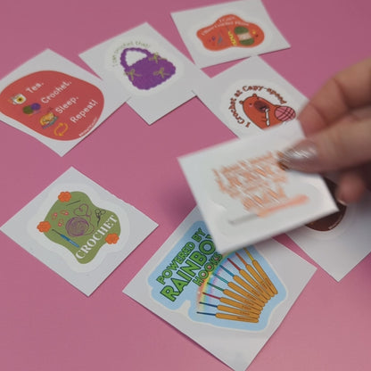 8 pcs Crochet Stickers, Crochet Lover Sticker Pack (8 Designs) | Cute Crochet Stickers for Crochet Lovers