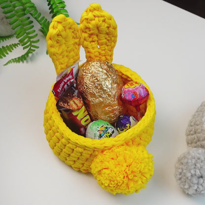 Crochet Easter Bunny Basket Written Pattern, Easter Crochet, Crochet Easter, Crochet Basket, Brunaticality