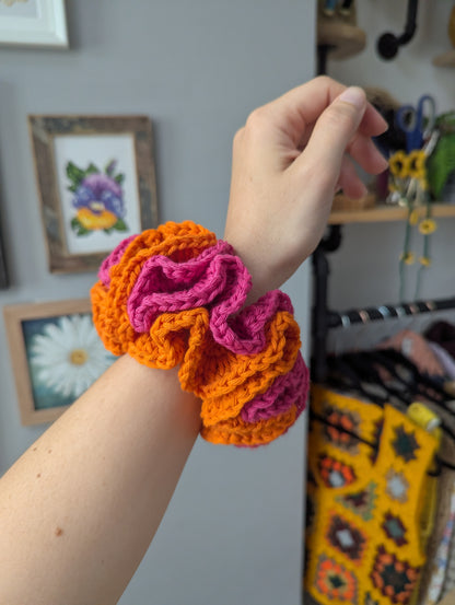 Handmade Double-Layer Crochet Scrunchie - Oversized Hair Accessory