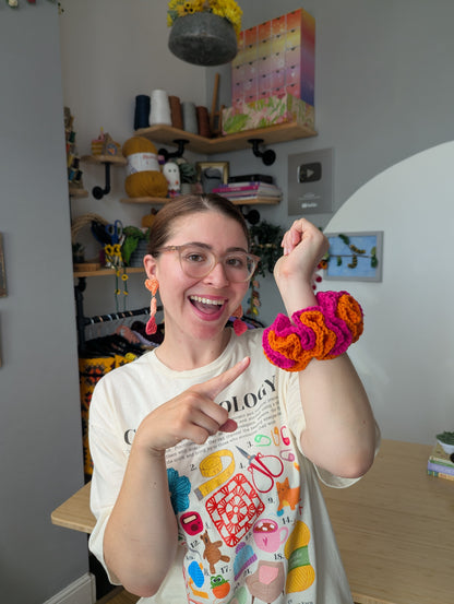 Handmade Double-Layer Crochet Scrunchie - Oversized Hair Accessory