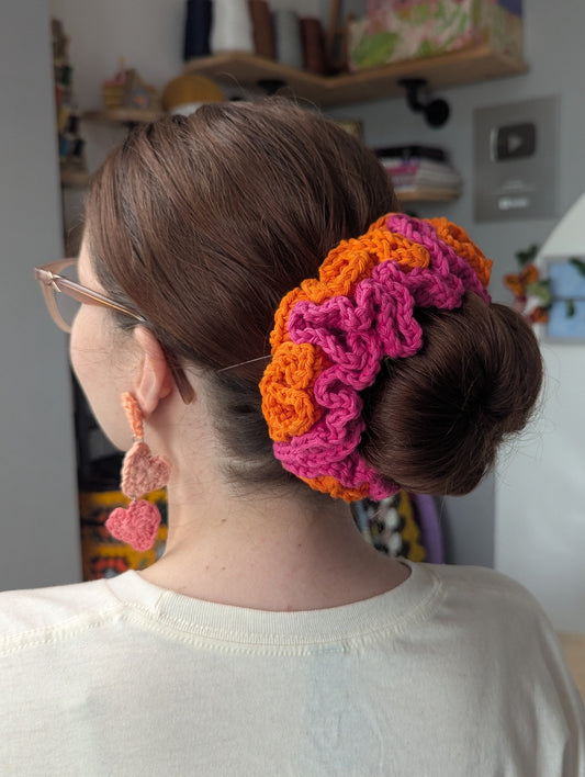 Handmade Double-Layer Crochet Scrunchie - Oversized Hair Accessory