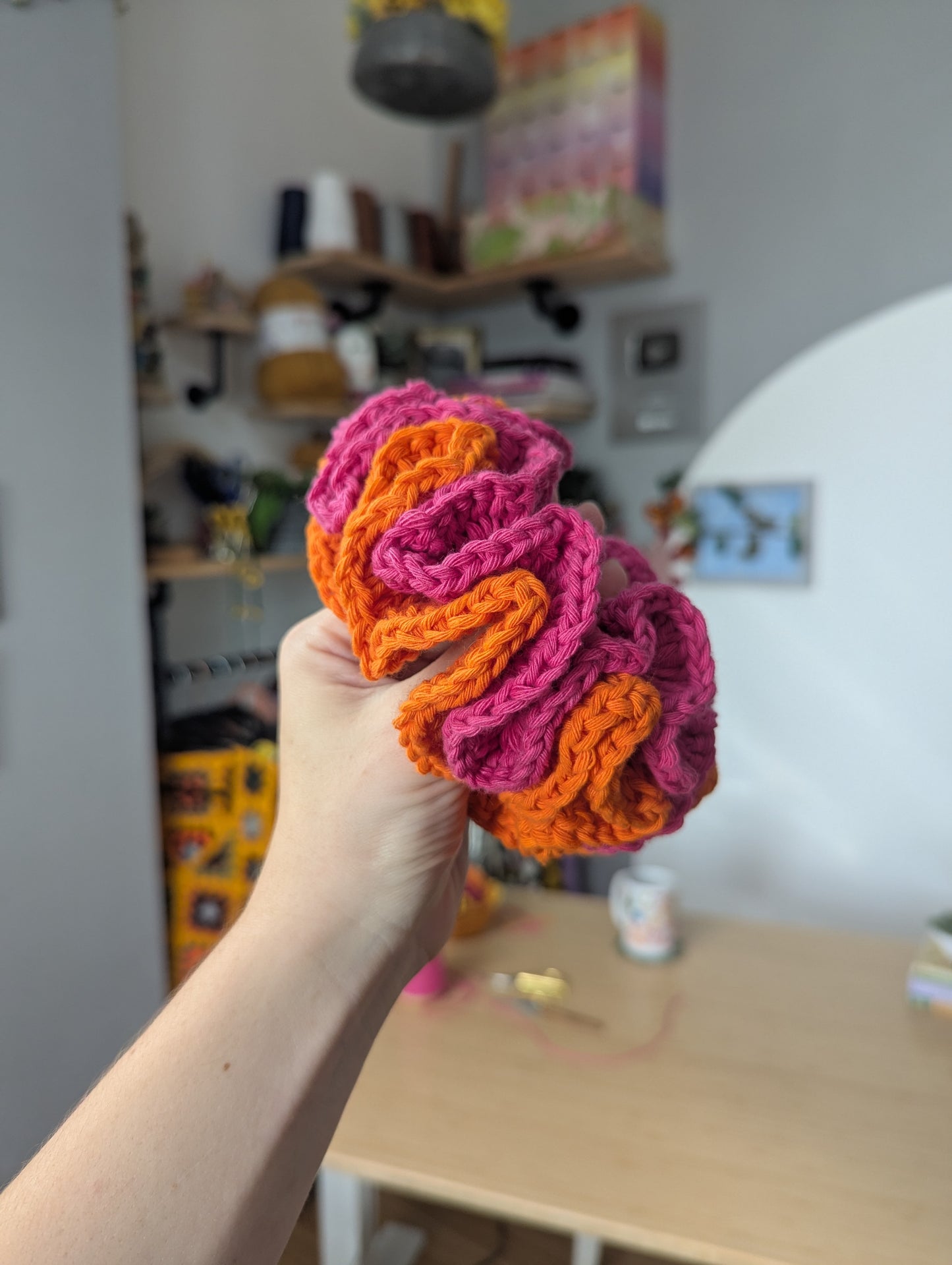 Handmade Double-Layer Crochet Scrunchie - Oversized Hair Accessory