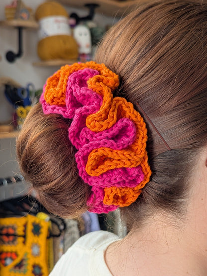 Handmade Double-Layer Crochet Scrunchie - Oversized Hair Accessory