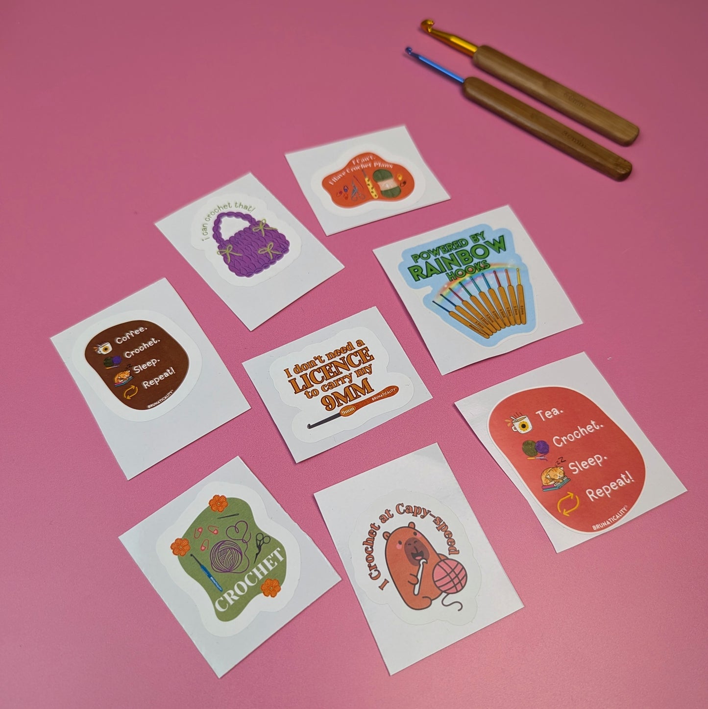 8 pcs Crochet Stickers, Crochet Lover Sticker Pack (8 Designs) | Cute Crochet Stickers for Crochet Lovers